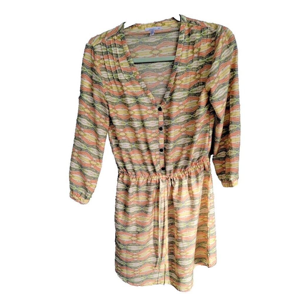 O'neill Long Sleeve Mini Dress Lightweight Drawstring Waist Sz Small
